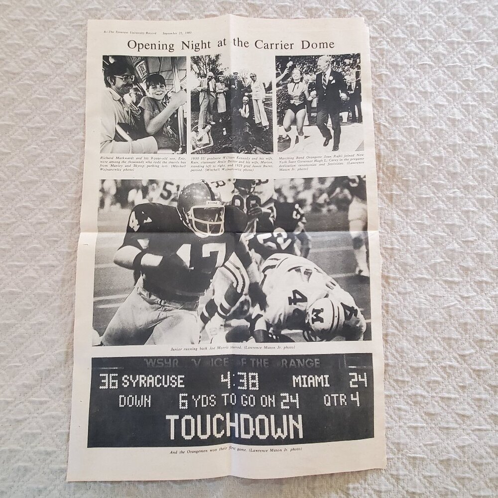 Page 8 Syracuse University Record Opening Night At The Carrier Dome Joe Morris